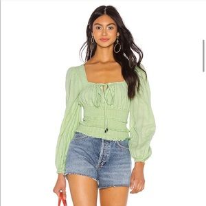 Free People Patterned Lolita Top in Queen Green